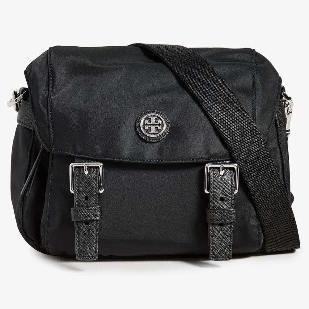 Tory Burch Black Crossbody Bag with Silver Accents
